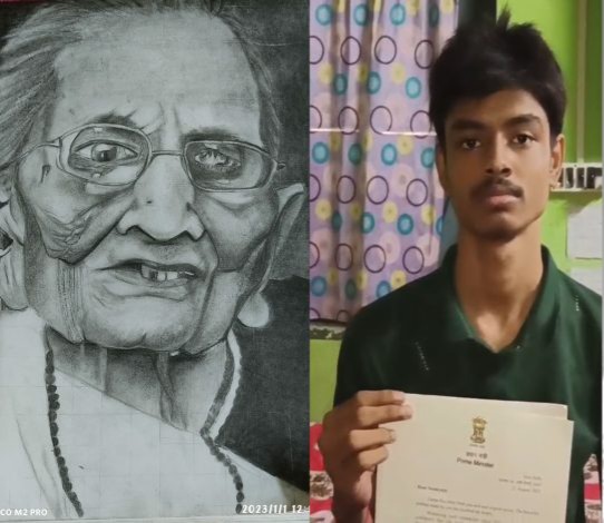 ছাত্রের আঁকা মায়ের ছবি দেখে আপ্লুত  মোদীর শুভেচ্ছা 